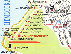 карта Кабардинки, как добраться до пансионата Приморский